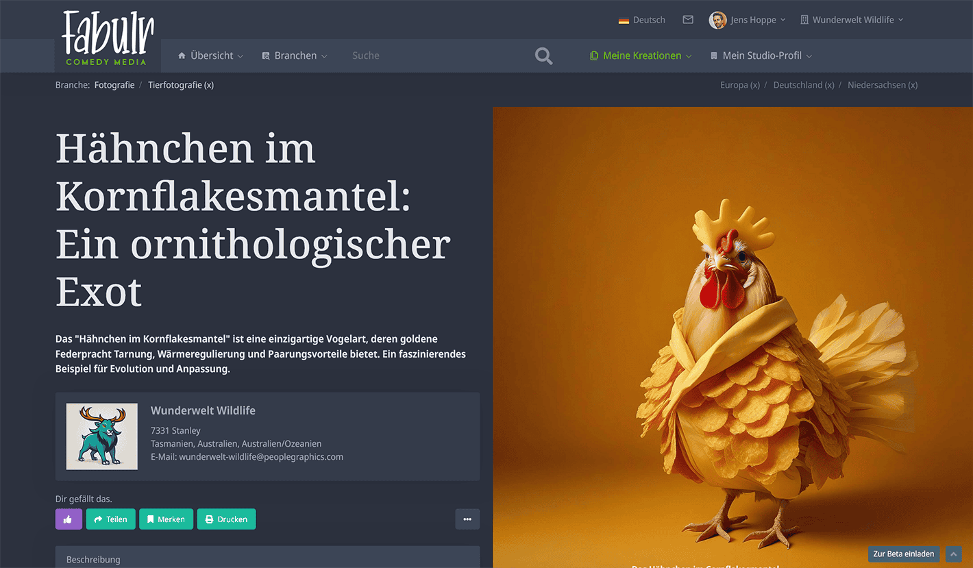 Umfangreiche Detailseite mit allen via Medien-Projekt-Formular bereitgestellten Daten - image