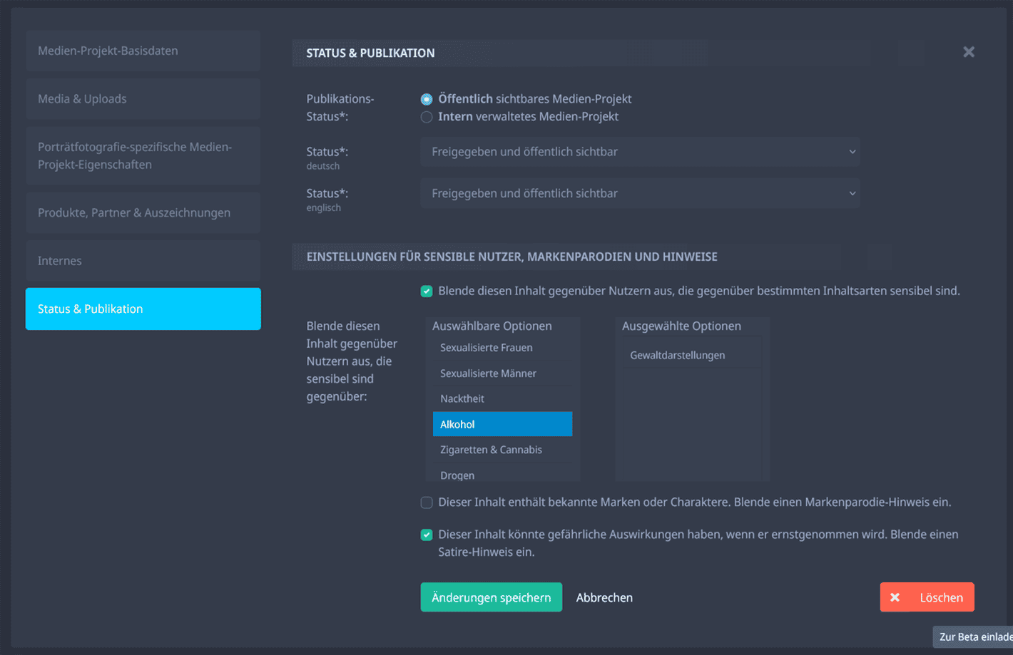 Fabulr-interner Review-, Metadaten-Ergänzungs- und Freigabe-Prozess zur Sicherung der Qualität, Auffindbarkeit und Empfindlichkeits-Filter-Einstellungen - image